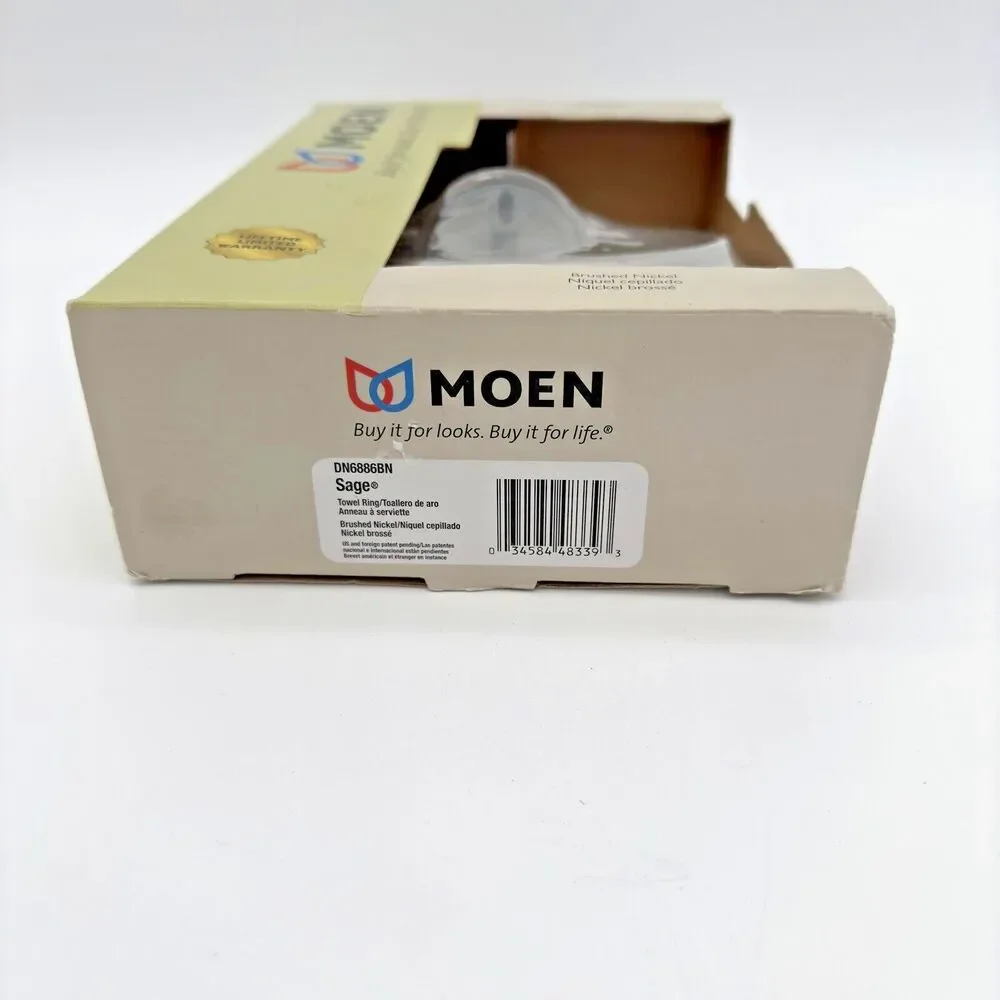 Moen Brushed Nickel Towel Ring Sage Collection DN6886BN New Sealed